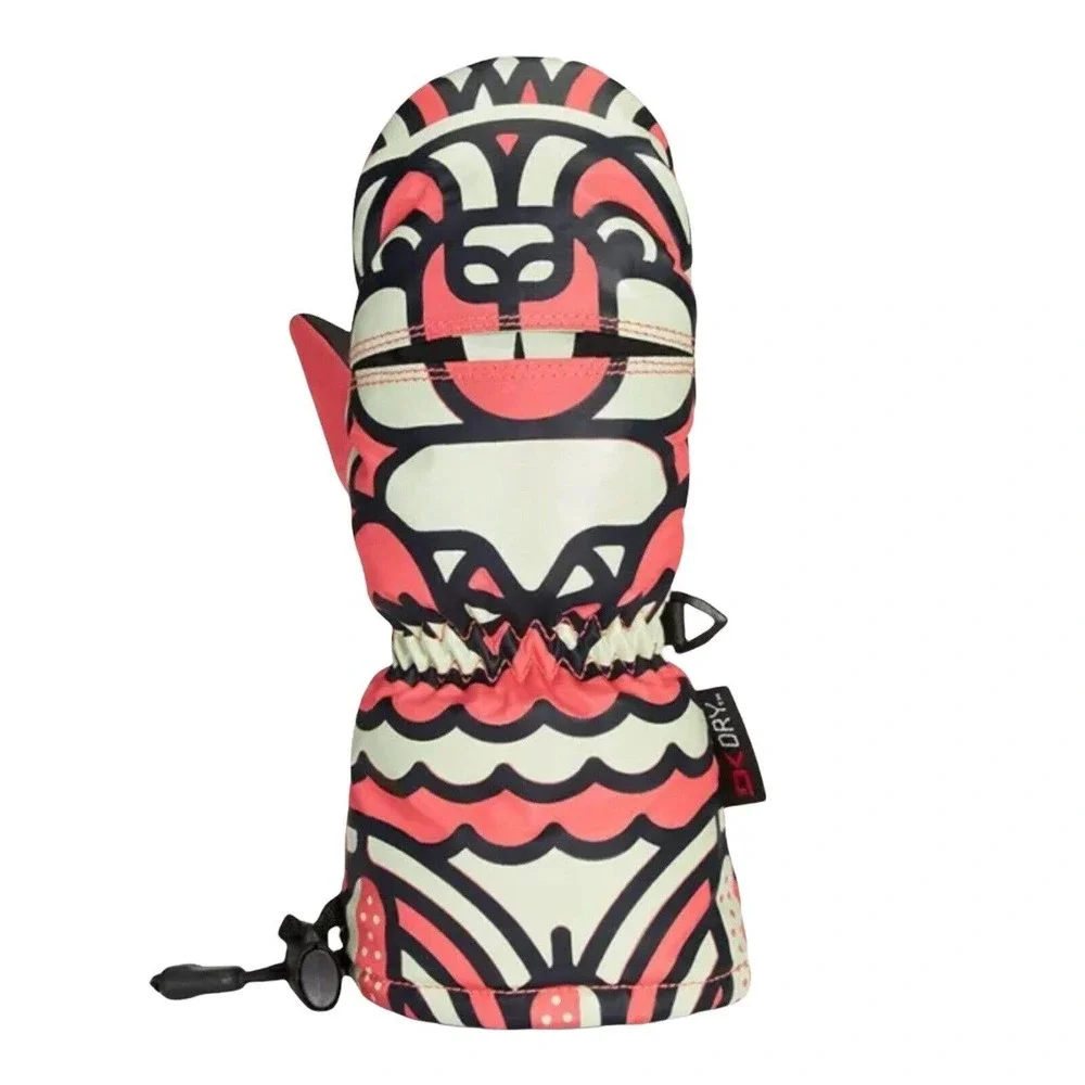 Dakine Kids Mittens - Red and Black Pattern